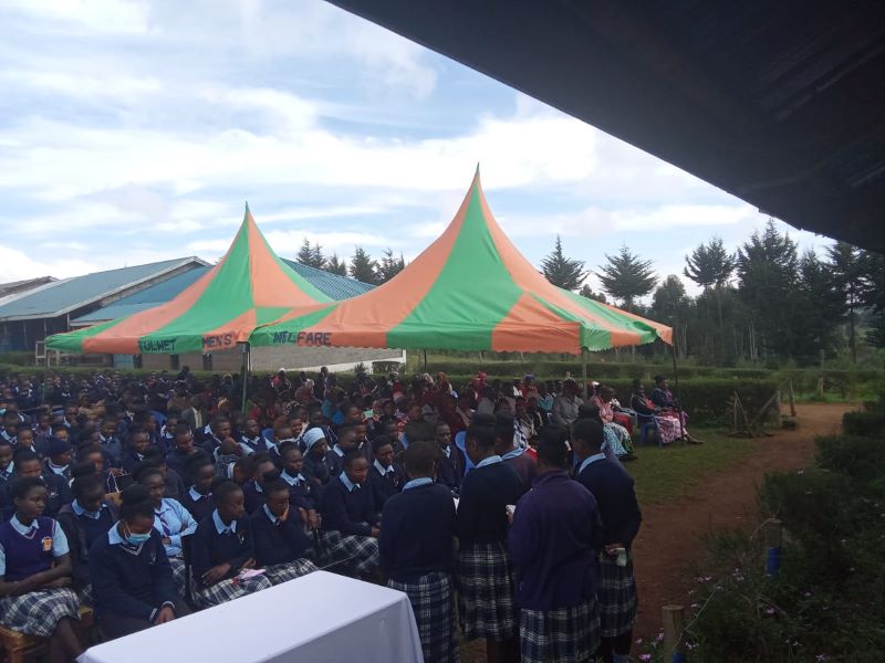students gathered at the assembly grounds